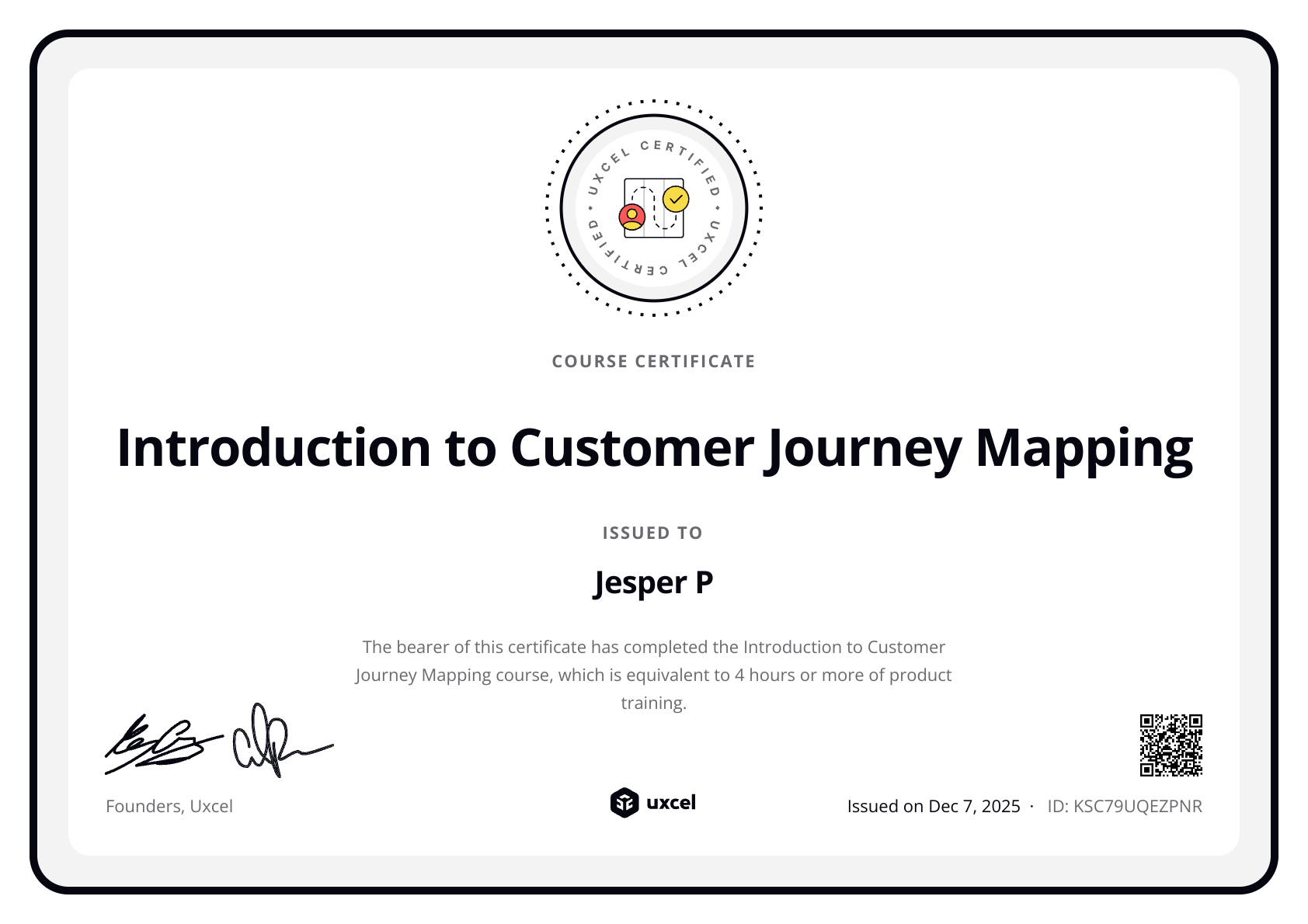 Jesper's certificate